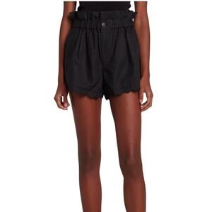 7 For All Mankind NWT Tailored Paper Bag Linen Blend‎ Shorts Black Size 25